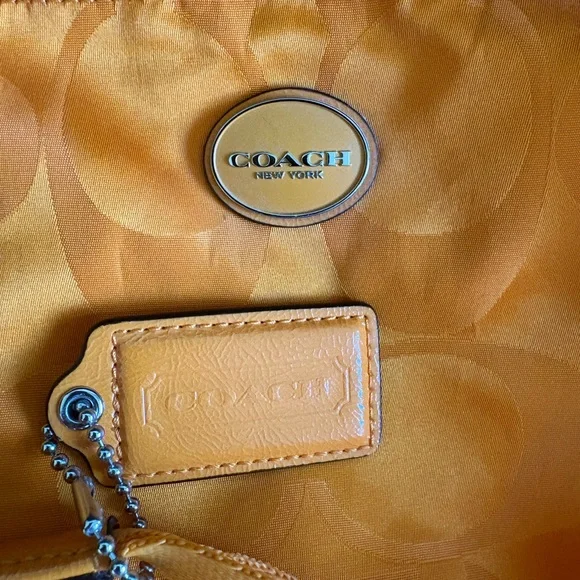 Coach Orange Signature Jacquard Tote - Picture 7 of 8